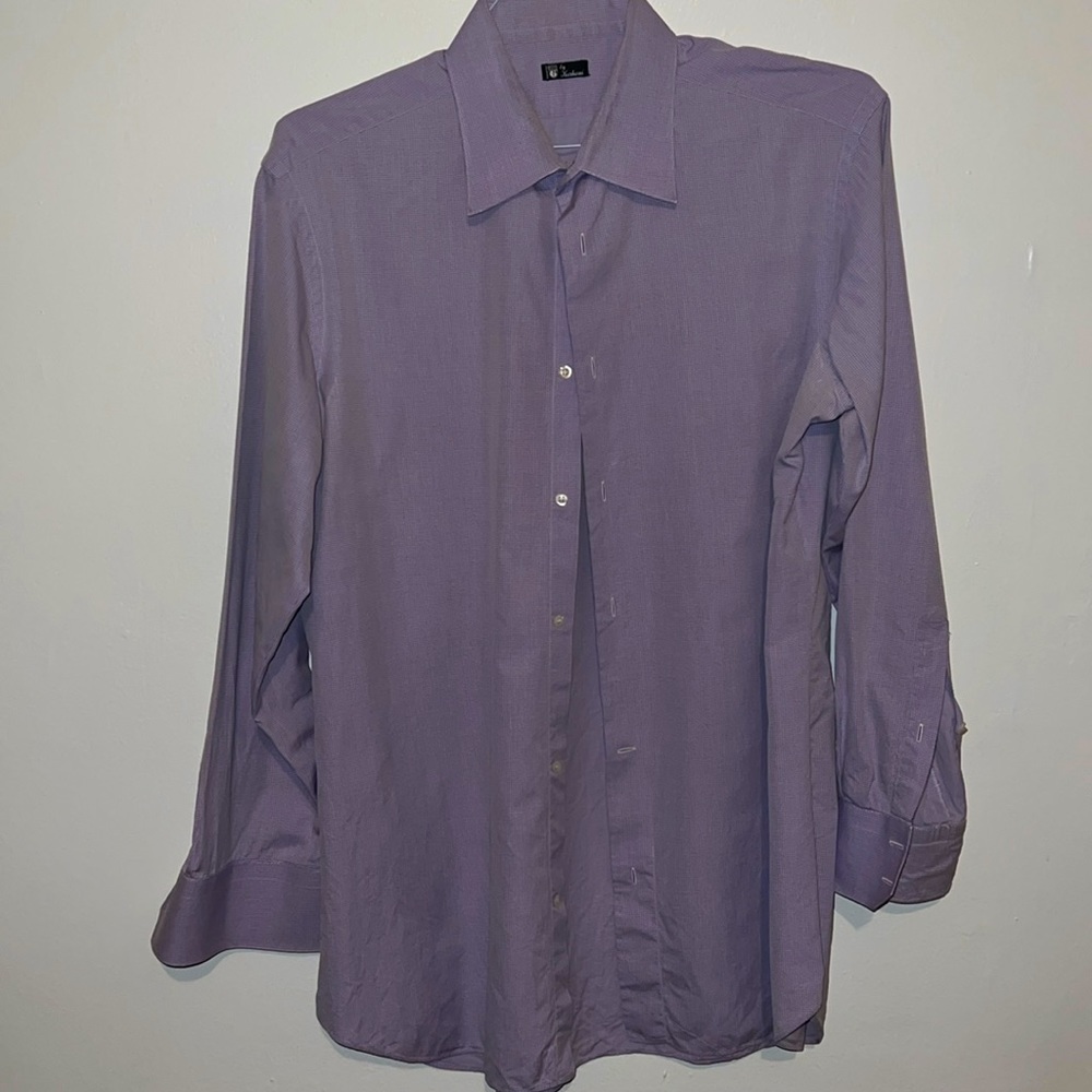 Kashani - Purple and white small box button down shirt